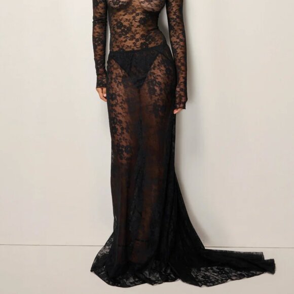 NWT KHY Lace Maxi Skirt With Train